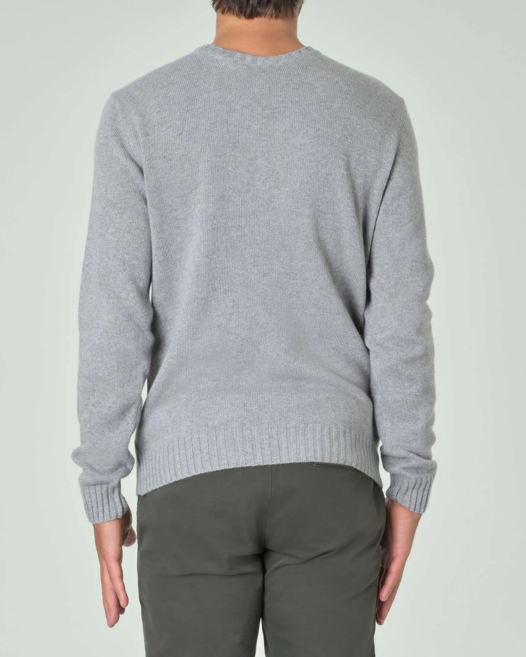 Maglione girocollo Ashki.i grigio in misto lana e cachemire finezza 7