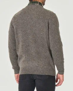 Maglione girocollo Barbour tortora effetto bottonato