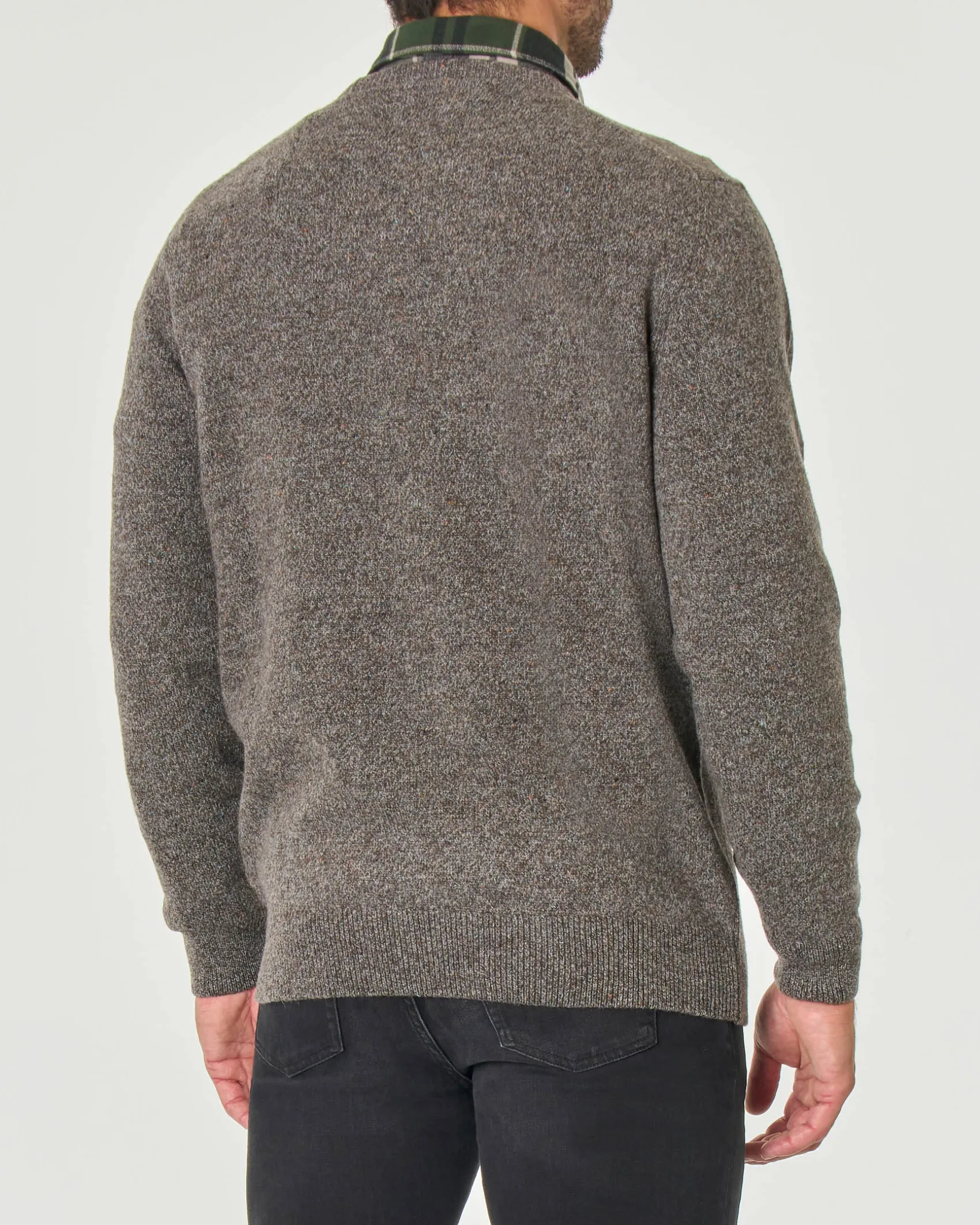 Maglione girocollo Barbour tortora effetto bottonato