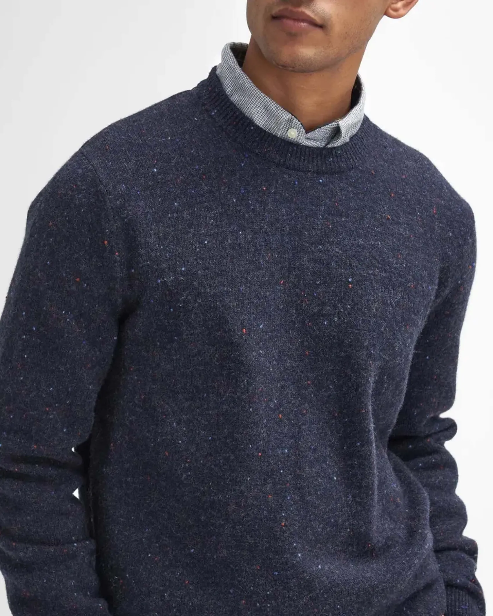 Maglione girocollo Barbour bluin pura lana bottonata