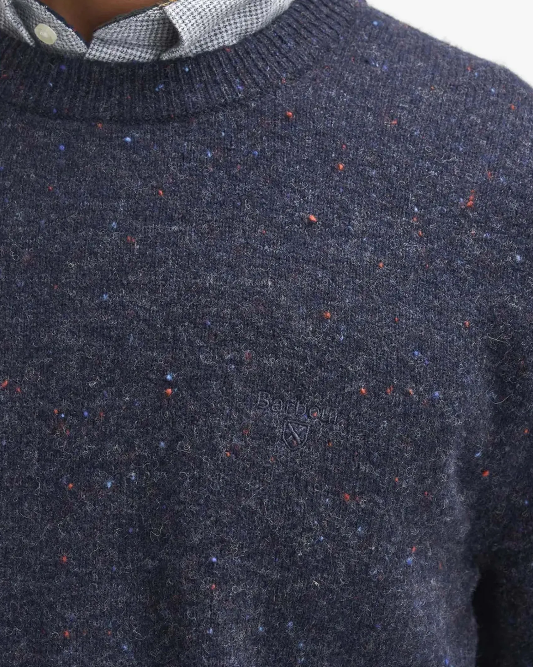 Maglione girocollo Barbour bluin pura lana bottonata