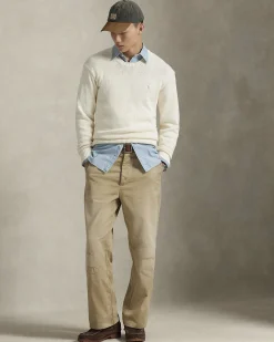 Maglione girocollo Polo Ralph Lauren panna tinto in capo
