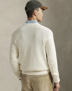 Maglione girocollo Polo Ralph Lauren panna tinto in capo