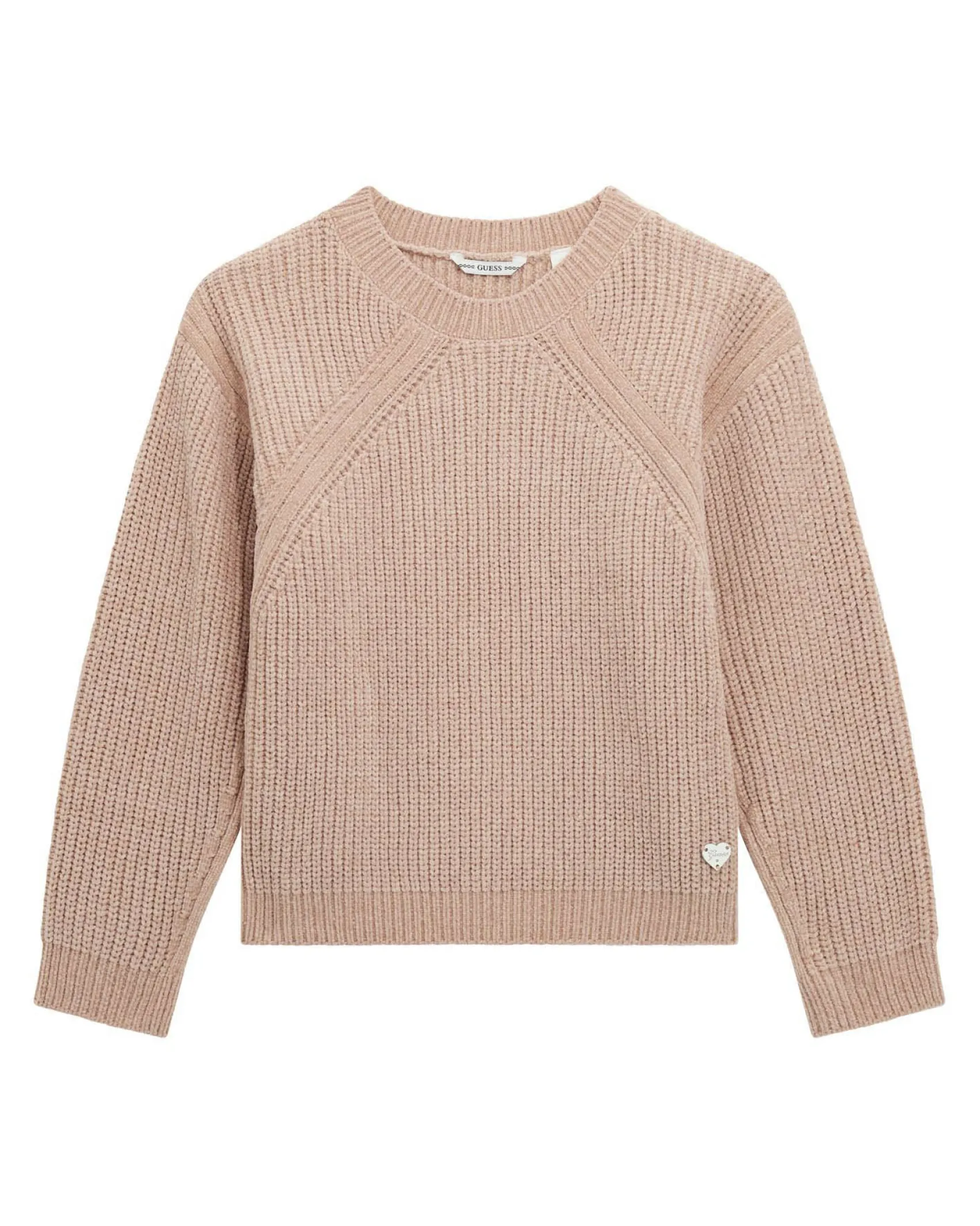 Maglione Guess rosa in ciniglia lavorato tricot