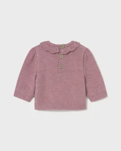 Maglione Mayoral rosa antico con lavorazioni e colletto