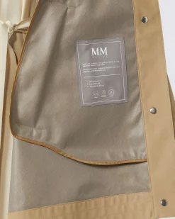 Mantella impermeabile beige in gabardina di cotone MM Max Mara con maniche ampie e cappuccio staccabile