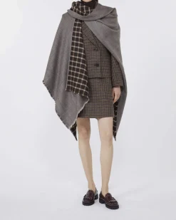 Mantella in lana reversibile Weekend Max Mara a fantasia check e spinato