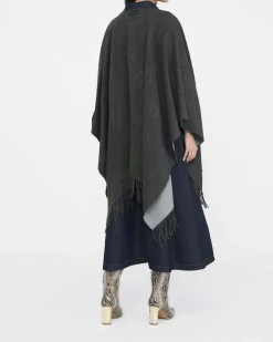 Mantella Liu Jo Accessories grigia con frange in tessuto misto