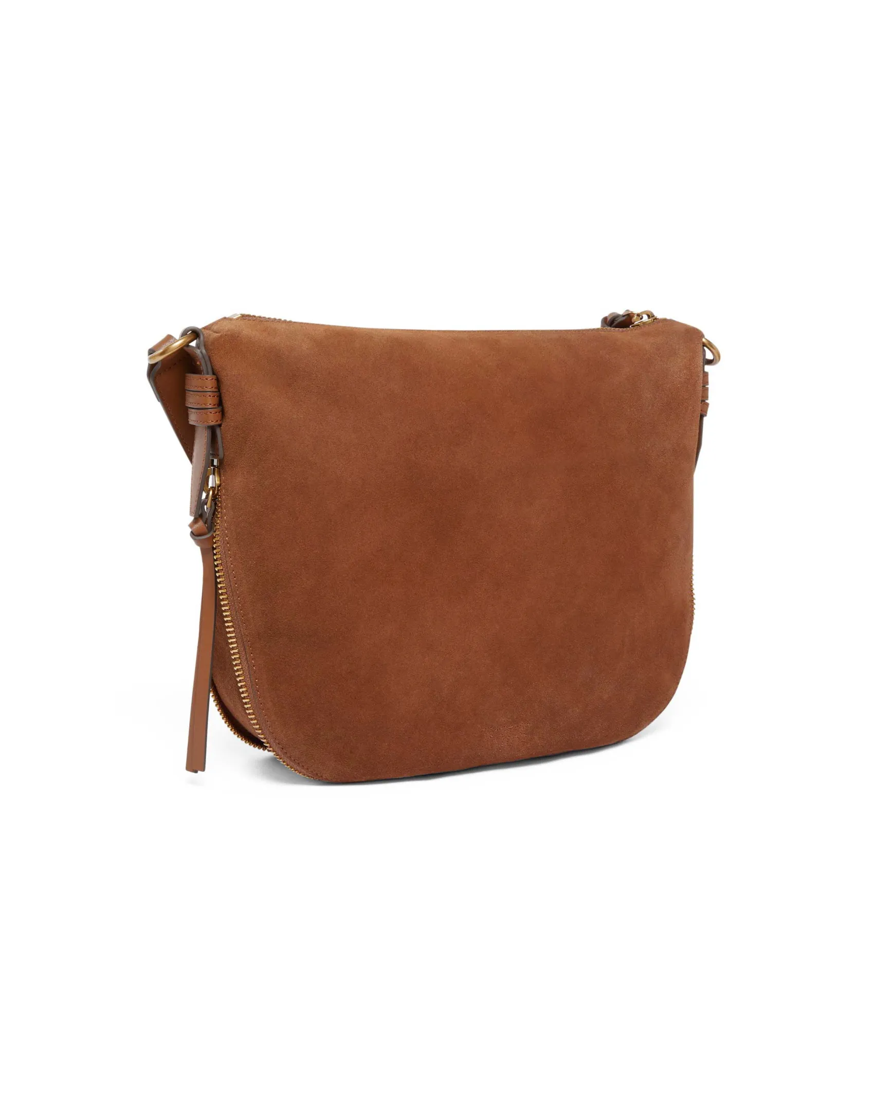 Maxi hobo bag Pinko color cuoio in suede con tracolla in pelle liscia con apertura a cerniera sul fondo