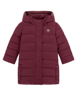 Maxi piumino Guess bordeaux effetto lurex trapuntato con cappuccio
