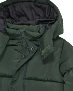 Maxi piumino Guess verde trapuntato con cappuccio