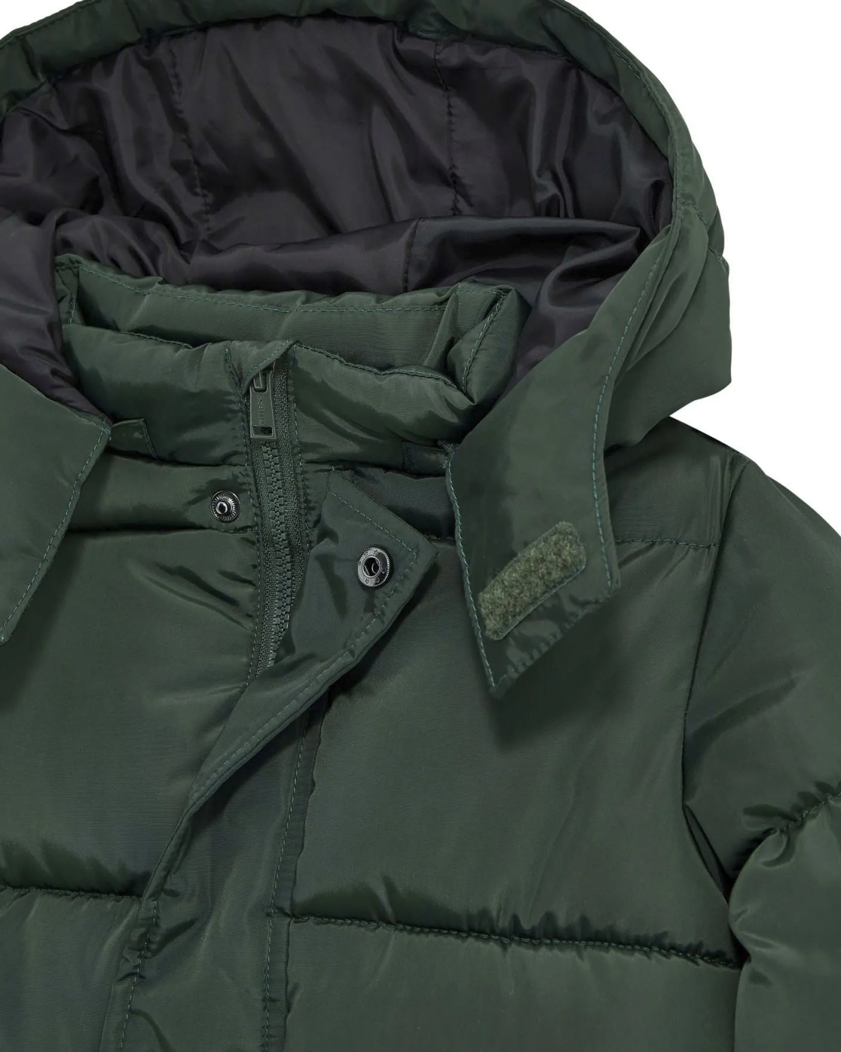 Maxi piumino Guess verde trapuntato con cappuccio