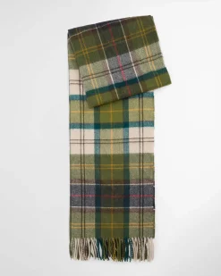 Maxi sciarpa Barbour modello Serena a fantasia tartan verde e avorio in lana di agnello