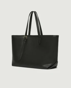 Maxi shopper Emme Marella in similpelle nera con pochette abbinata e manici regolabili