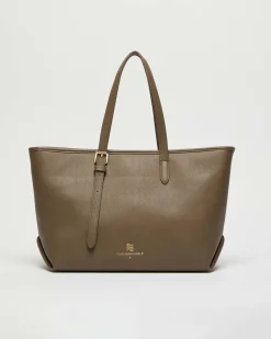 Maxi shopper Emme Marella in similpelle taupe con pochette abbinata e manici regolabili