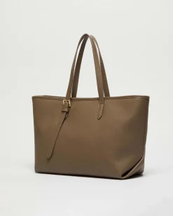 Maxi shopper Emme Marella in similpelle taupe con pochette abbinata e manici regolabili