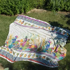 Mezzero in lino stampato a tema Kactus multicolore 270x280cm