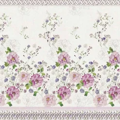 Mezzero in lino stampato a tema Peana rosa 189x280 cm