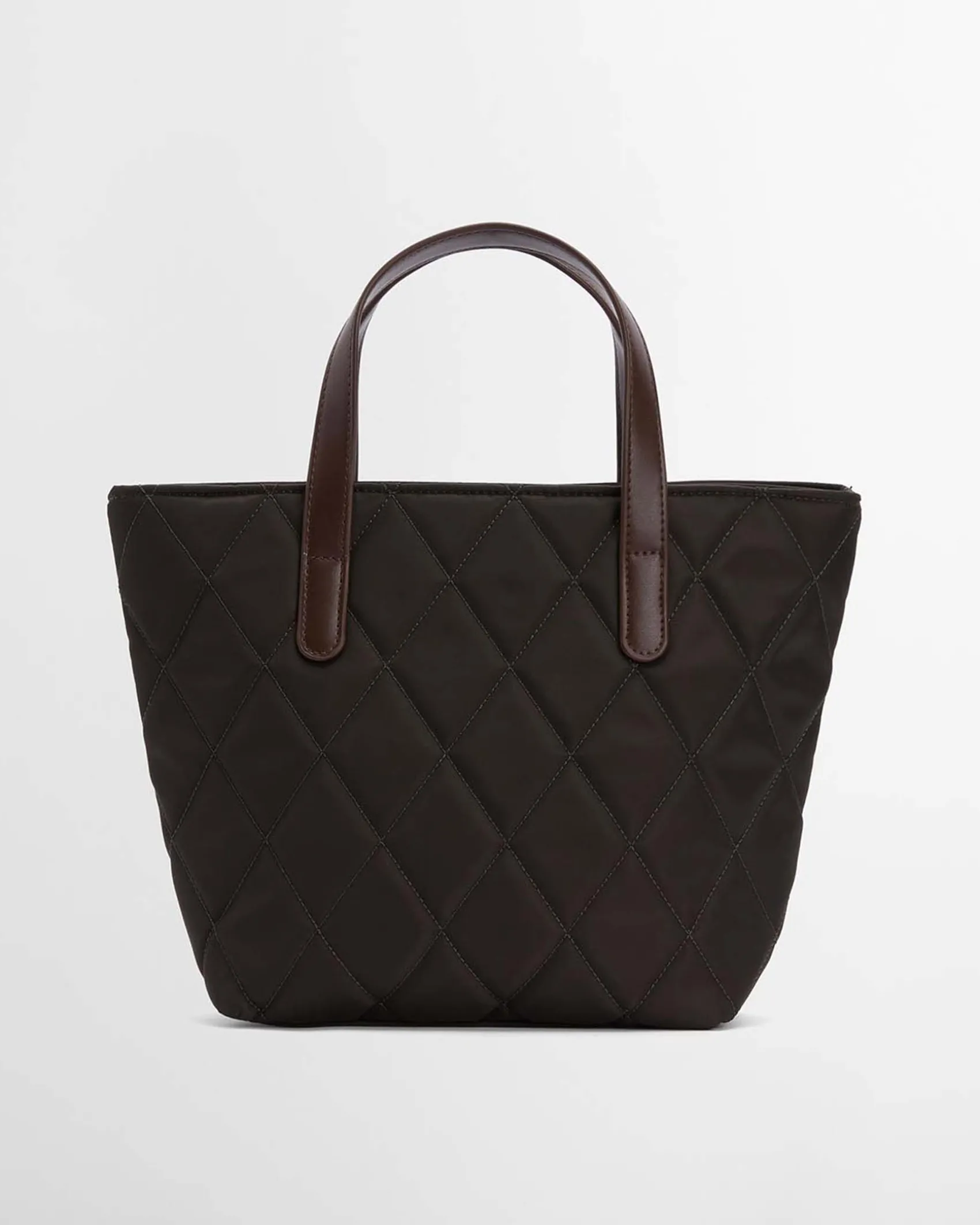 Mini bag verde militare Barbour in nylon trapuntato con tracolla più lunga staccabile