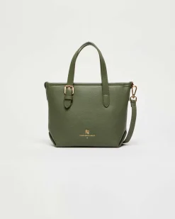 Mini borsa a mano Emme Marella in similpelle martellata verde con tracolla removibile