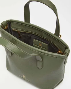 Mini borsa a mano Emme Marella in similpelle martellata verde con tracolla removibile