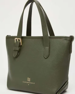 Mini borsa a mano Emme Marella in similpelle martellata verde con tracolla removibile