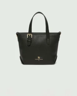 Mini borsa a mano Emme Marella in similpelle martellata nera con tracolla removibile
