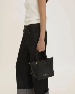 Mini borsa a mano Emme Marella in similpelle martellata nera con tracolla removibile