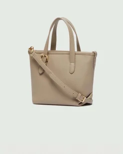 Mini borsa a mano Emme Marella in similpelle martellata color gesso con tracolla removibile