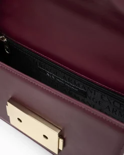 Mini borsa a tracolla Armani Exchange bordeaux in similpelle con catena dorata