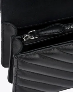 Mini Classic Bag Chevron in pelle bianca con fibbia Love Birds dorata e tracolla a catena regolabile