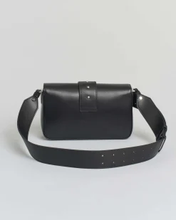 Mini Love Bag One Slouchy Pinko marrone in pelle liscia con fibbia Love Birds dorata