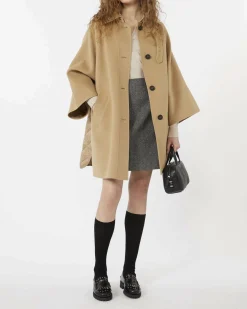 Minigonna grigia Weekend Max Mara in pura lana con finitura effetto shetland a motivo spinato
