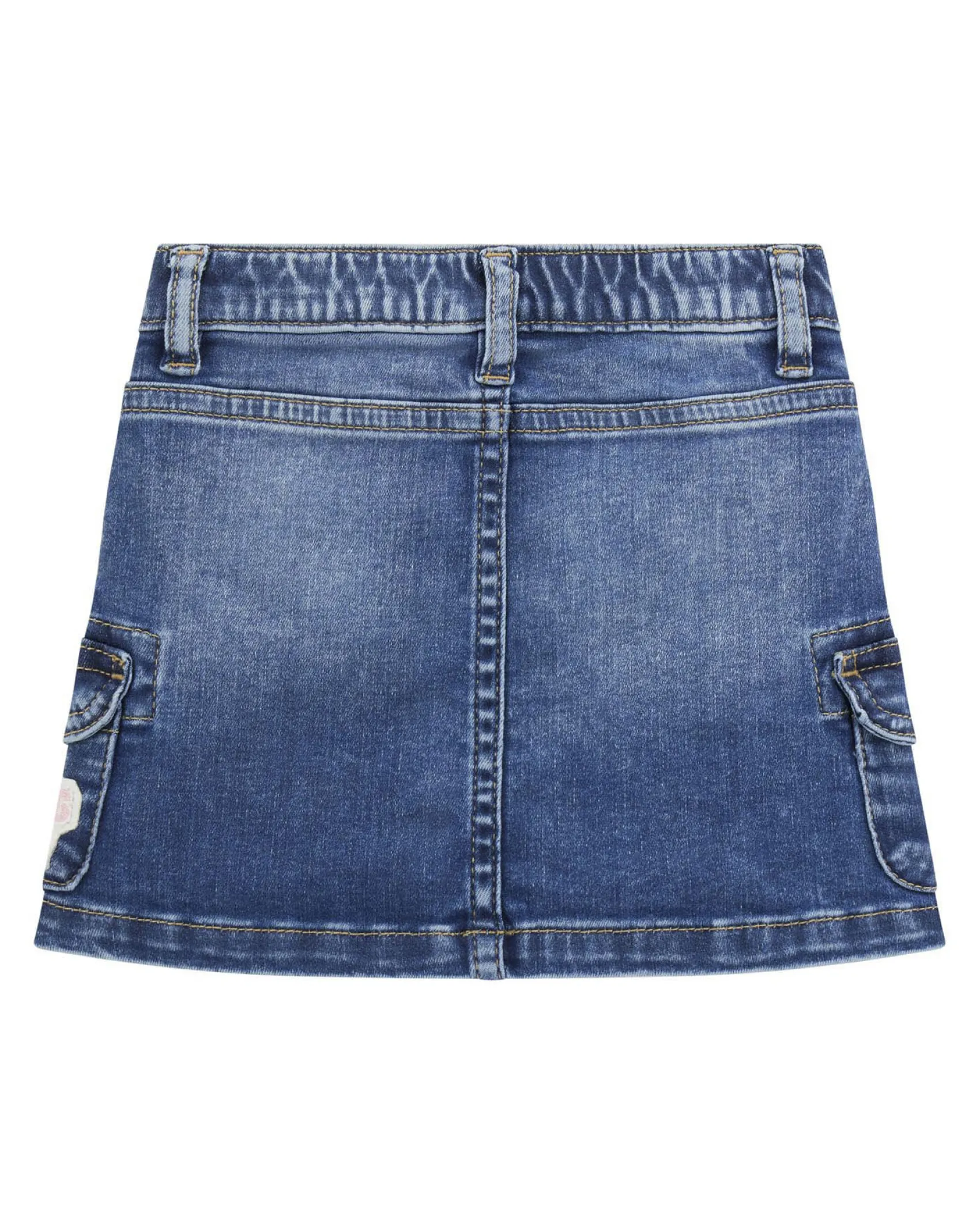 Minigonna Guess in denim lavaggio medio stone washed con patch