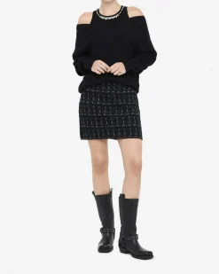 Minigonna Liu Jo Jeans nera in maglia con dettagli in lurex