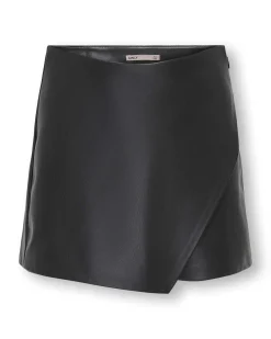 Minigonna pantaloncino Kids Only nera in ecopelle