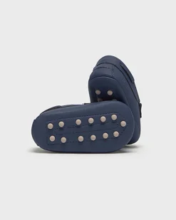 Mocassini blu ecopelle con interno foderato a pois