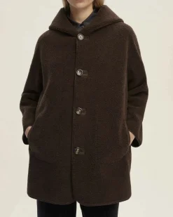 Montone reversibile color testa moro Emme Marella con cappuccio con tasche laterali applicate