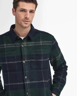 Overshirt Barbour Chapter in fantasia check verde e blu leggermente imbottita