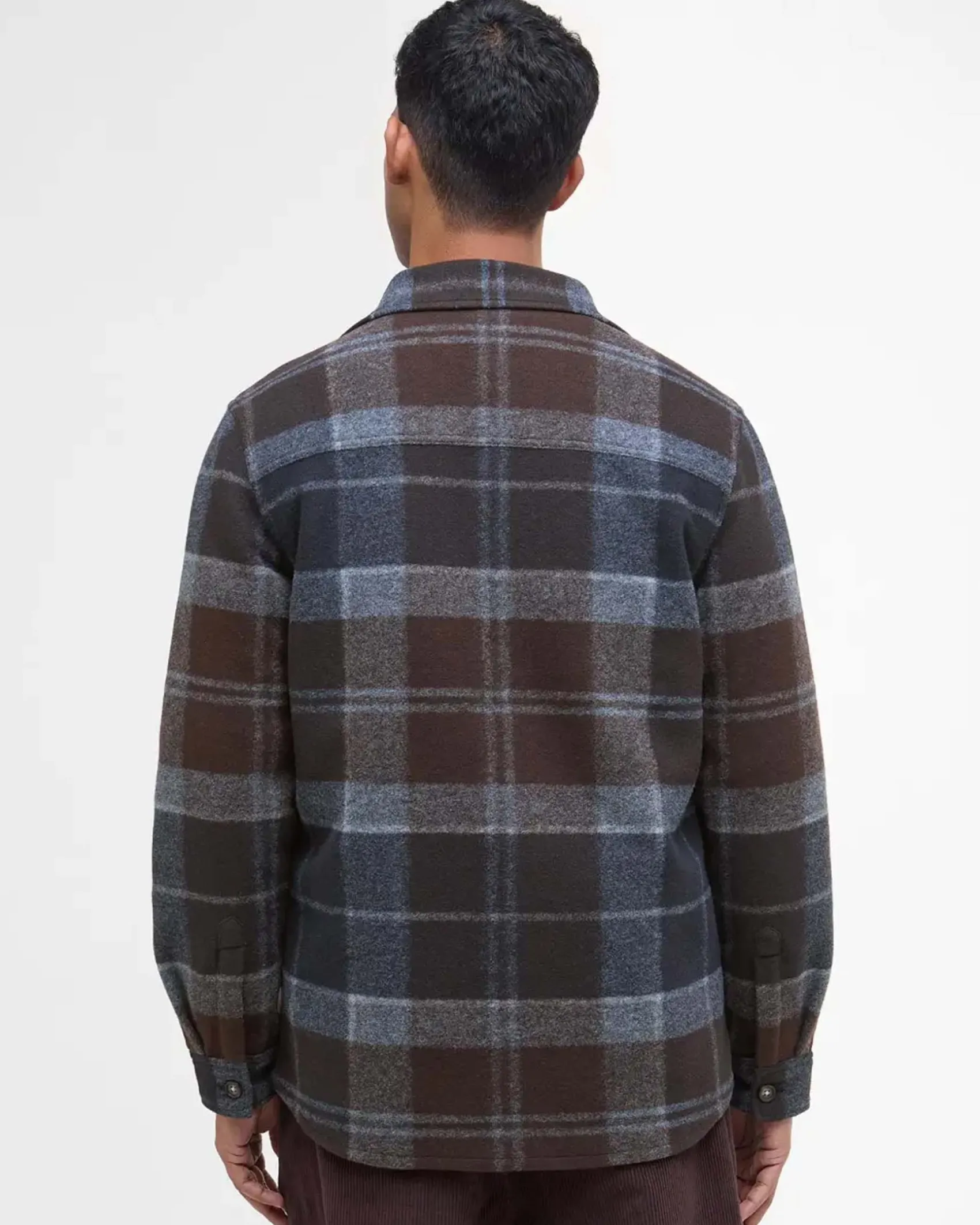 Overshirt Barbour Chapter in fantasia check marrone e blu leggermente imbottita