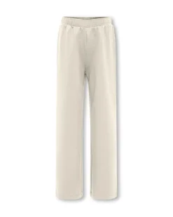 Pantalone a palazzo panna in tessuto stretch