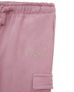 Pantalone cargo Guess in felpa di puro cotone rosa antico