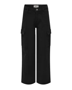 Pantalone cargo in bull di cotone stretch nero