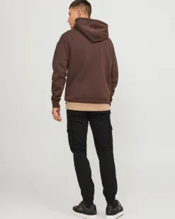 Pantalone cargo Jack & Jones slim-fit nero in cotone stretch con polsini alle caviglie