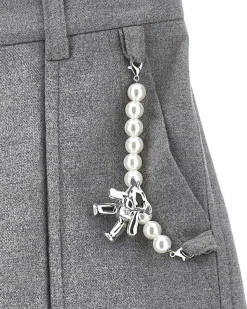 Pantalone cargo Monnalisa grigio in flanella con charms