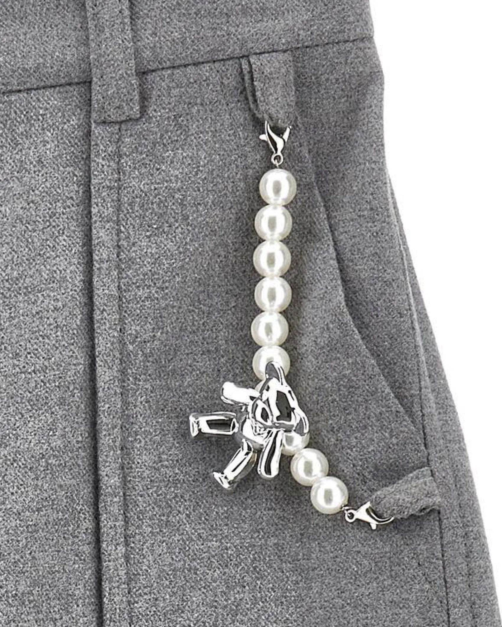 Pantalone cargo Monnalisa grigio in flanella con charms