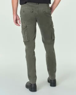 Pantalone cargo My Stuff verde militare in gabardina di cotone stretch
