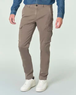 Pantalone cargo My Stuff color fango in gabardina di cotone stretch