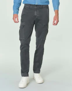 Pantalone cargo My Stuff grigio antracite in gabardina di cotone stretch