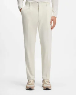 Pantalone carrot-fit Perin Boss panna in velluto di cotone stretch